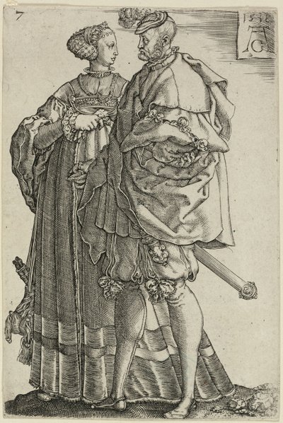 Dansepar, tallerken syv fra The Large Wedding-Dancers af Heinrich Aldegrever