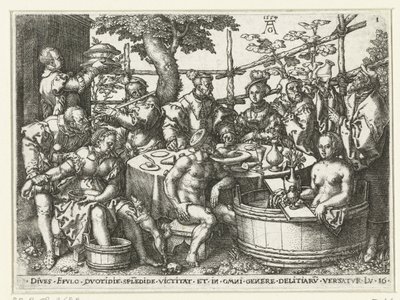 Den rige mands fest Lignelse om Lazarus og den rige mand (serietitel) af Heinrich Aldegrever
