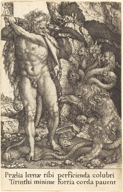 Hercules kæmper med Hydraen fra Lernea, 1550. af Heinrich Aldegrever