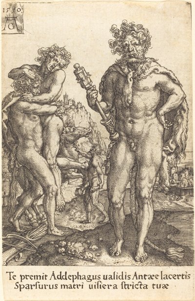 Herkules og Anthaeus, 1550. af Heinrich Aldegrever