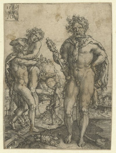 Herkules besejrer Antaeus Labours of Hercules (serietitel) af Heinrich Aldegrever