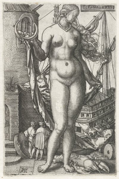 Luna (titel på objekt) Diana De syv planeter (serietitel) af Heinrich Aldegrever