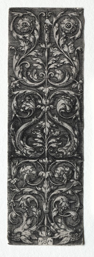 Ornamentdesign med fisk, 1552. af Heinrich Aldegrever