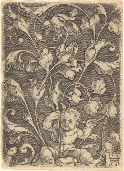 Rullepryd med siddende barn, 1532. af Heinrich Aldegrever
