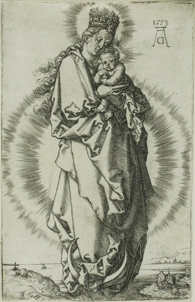 Jomfruen og barnet på en halvmåne af Heinrich Aldegrever