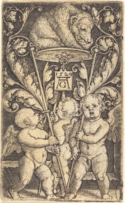 Tre amoriner og en bjørn af Heinrich Aldegrever