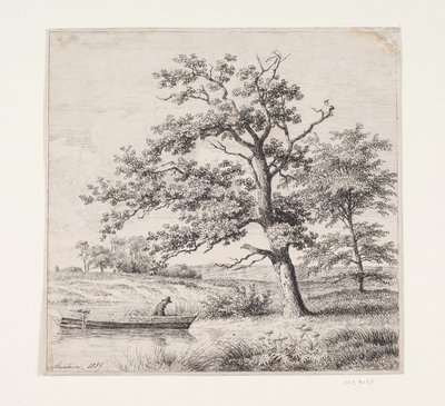 Egetræer ved en sø af Heinrich Buntzen