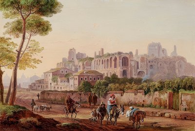 Romersk gadebillede foran Palatinerhøjen. 1832 af Heinrich Burkel