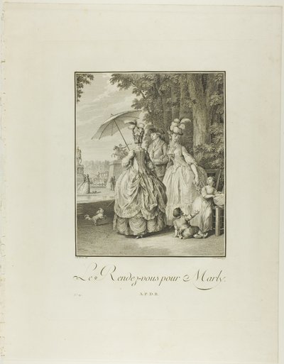 Rendezvous for Marly, fra Monument du Costume Physique et Moral de la fin du Dix-huitième siècle af Heinrich Guttenberg