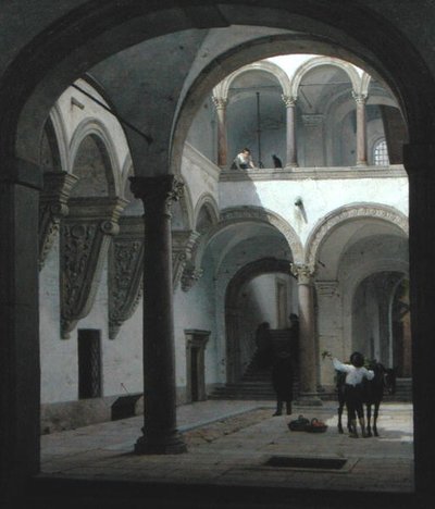 Gården til Palazzo Fava, Bologna af Heinrich Hansen