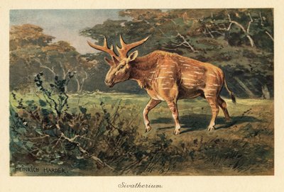 Sivatherium giganteum i en junglelysning. af Heinrich Harder