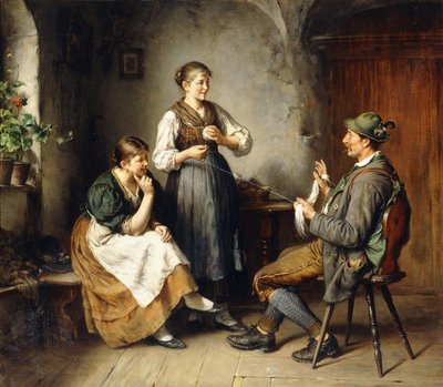 Tre figurer i et interiør af Heinrich Hirt