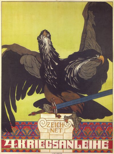 Abonner på det fjerde krigslån - Abonner på det fjerde krigslån - Lefler, Heinrich (1863-1919) - 1916 - Farvelitografi - Privat samling af Heinrich Lefler