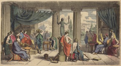 Et kongeligt hof i det antikke Grækenland (farvet gravering) af Heinrich Leutemann