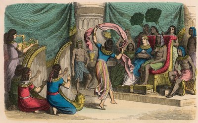 Det gamle Egypten: Musik og dans foran kongen af Heinrich Leutemann