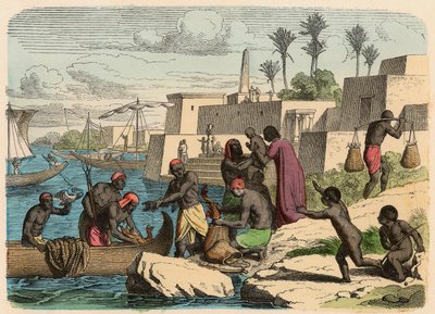Det gamle Egypten: fiskeri af Heinrich Leutemann