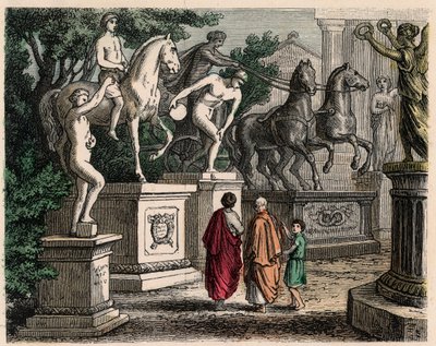 Antikkens Grækenland: Statuer af olympiske mestre rejst i Olympia, 1866 af Heinrich Leutemann