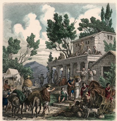 Det antikke Grækenland: Vejen til Olympia ved Olympiske Lege, 1866 af Heinrich Leutemann