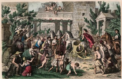 Antikkens Grækenland: Velkomst af den olympiske mester i hans hjemby, 1866 af Heinrich Leutemann