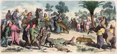 Ancient Orient: A Persian king and his entourage hunting af Heinrich Leutemann