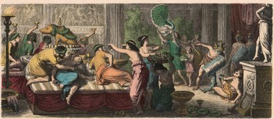 Det antikke Rom: En banket med en optræden af gladiatorer af Heinrich Leutemann
