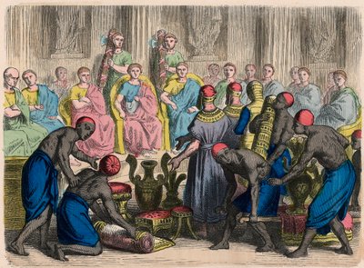 Det gamle Rom: Egyptisk legation med gaver til senatet af Heinrich Leutemann