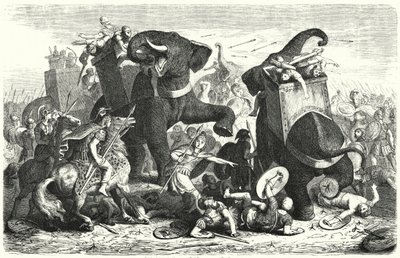 Battle of Gaza, 312 f.Kr. (gravering) af Heinrich Leutemann