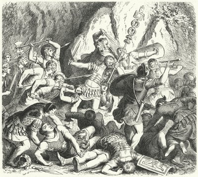 Den romerske slægt Fabias undergang i slaget ved Cremera, 477 f.Kr. (gravering) af Heinrich Leutemann
