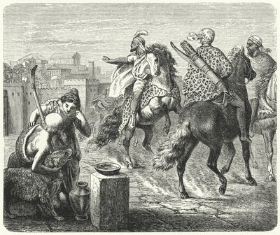 Jugurtha af Numidia forlader den korrupte by Rom (gravering) af Heinrich Leutemann