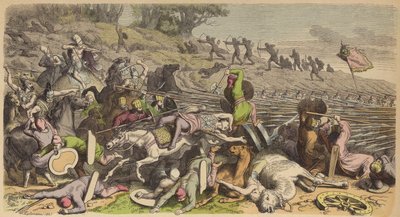 Makedonsk falanks i kamp med perserne (farvegravering) af Heinrich Leutemann