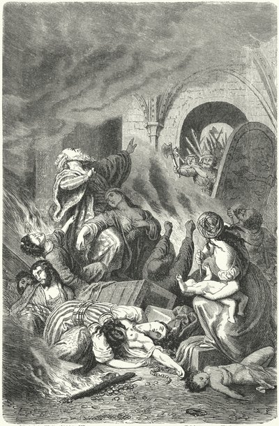 Massakre på jøderne i York af Heinrich Leutemann