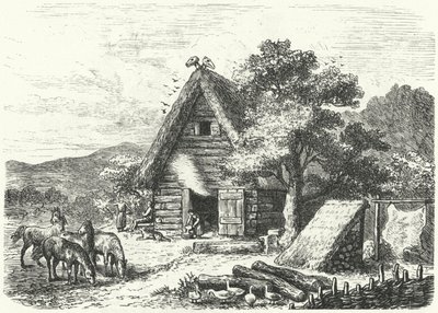 Gammel tysk bondegård (gravering) af Heinrich Leutemann