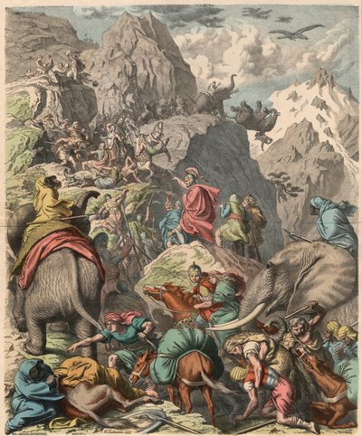 Anden puniske krig: Hannibal krydser Alperne, 1866 af Heinrich Leutemann