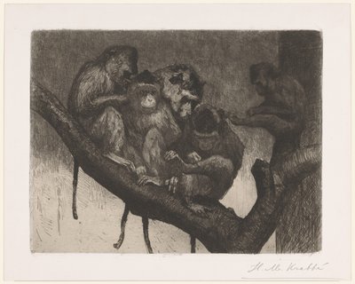 Fem aber i et træ af Heinrich M. Krabbé (signed by artist)