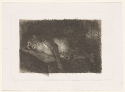 Liggende, sovende abe af Heinrich M. Krabbé