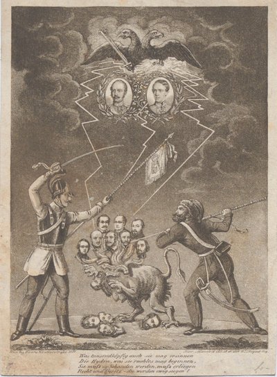 Allegori om undertrykkelsen af den ungarske revolution i 1849, 1849. af Heinrich Mansfeld