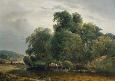 Landskab med kvæg og hyrde af Heinrich Peyer