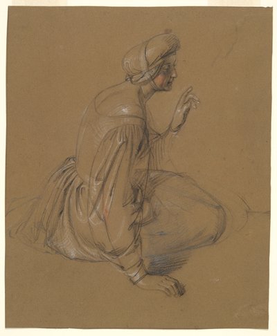 Studie af en siddende kvinde: St. Elizabeth af Heinrich Schwemminger