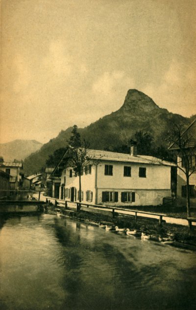 Møllestrømmen ved Oberammergau, Bayern, Tyskland c1922. af Heinrich Uhlschmid