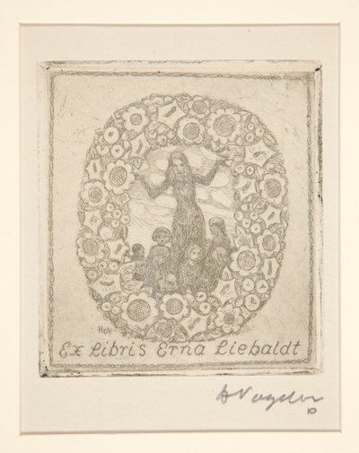 Bogplade: Ex Libris Erna Liebaldt af Heinrich Vogeler
