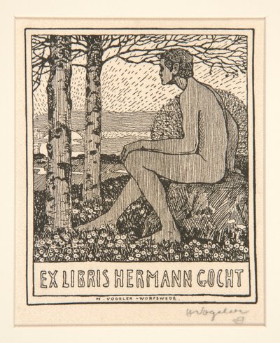 Bogplade: Ex Libris Hermann Gocht af Heinrich Vogeler