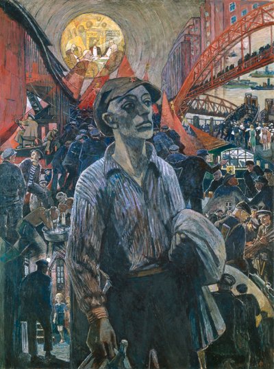 Arbejder på et Hamborg skibsværft Hamburg Comrade, 1928. af Heinrich Vogeler