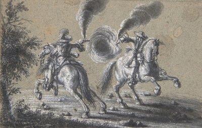 To ryttere skyder på hinanden, 1600-1677. af Heinrich Werdmuller