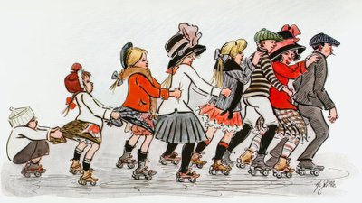 Rulleskøjteklub omkring Alex af Heinrich Zille