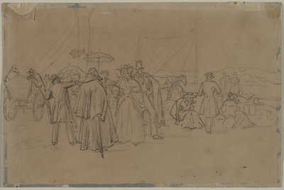 Passagerer til Rhinen Steamer recto, andet eller tredje kvartal 1800-tallet. af Heinrich von Mayr