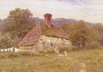 A Cottage nær Blackdown, Sussex (akvarel) af Helen Allingham