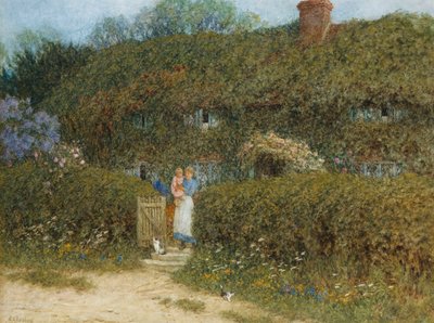 Et sommerhus ved Freshwater, Isle of Wight af Helen Allingham