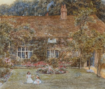 A Country House (akvarel med ridser ud) af Helen Allingham