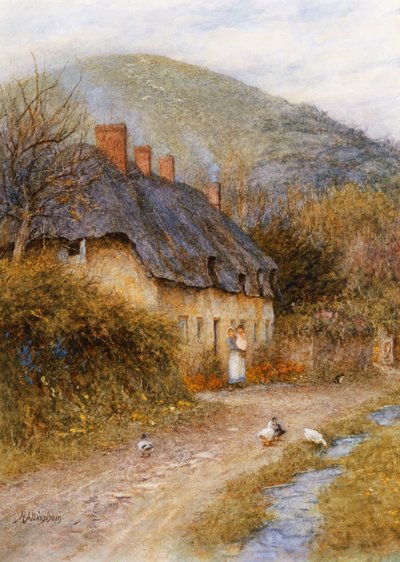 Ved Symondsbury nær Bridport, Dorset (akvarel med ridser ud) af Helen Allingham
