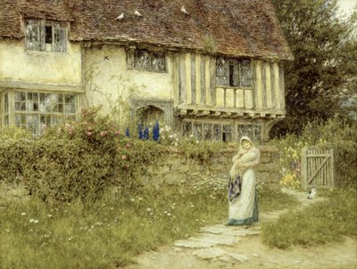 Ved siden af Old Church Gate Farm, Smarden, Kent (akvarel på papir) af Helen Allingham